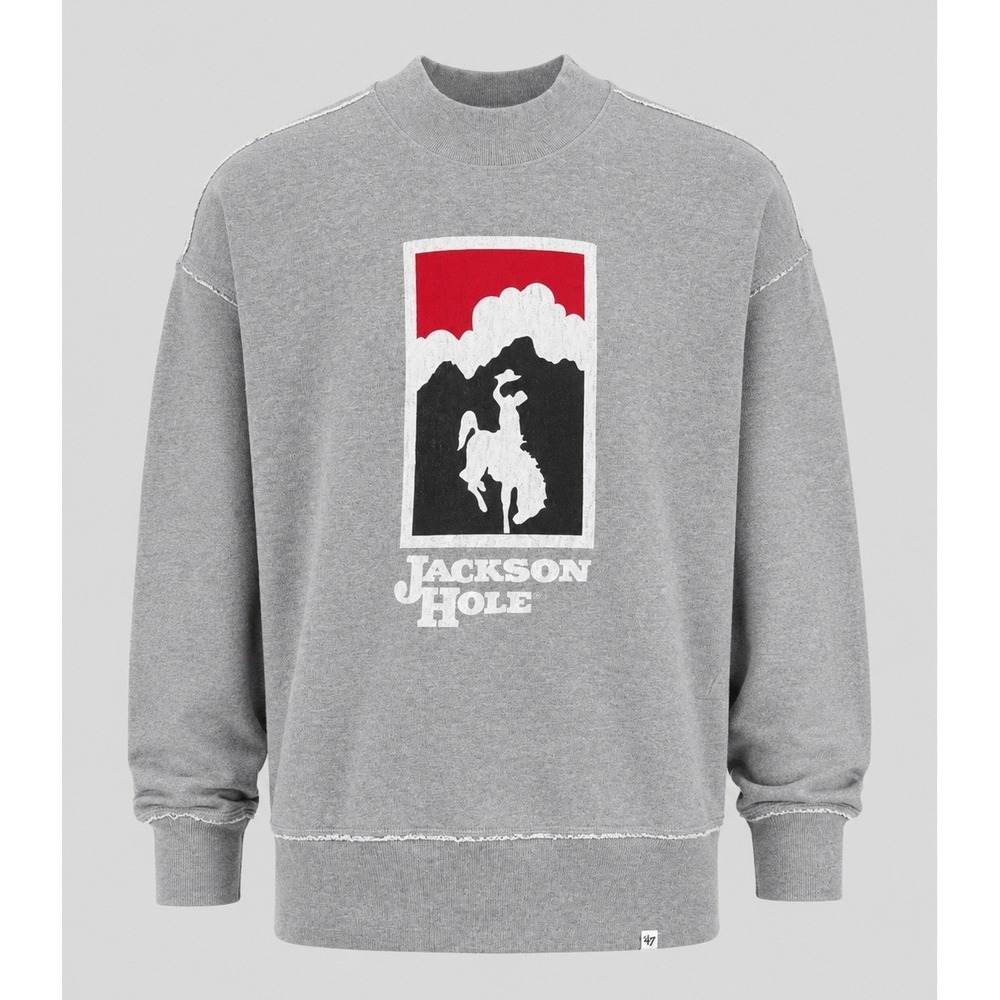 '47 Brand Jackson Hole Wyoming Mock Neck Sweatshirt Grey GCF20F M Medium